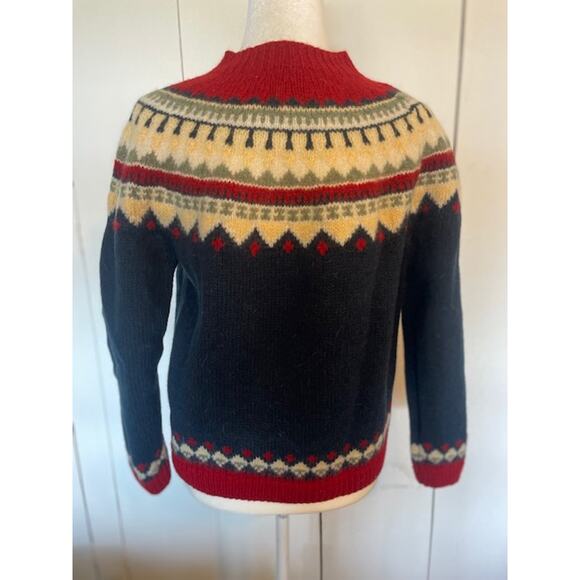 Eddie Bauer Women's Size Large 100% Wool‎ Fairaisle Sweater Cream Red Blue - Picture 2 of 3